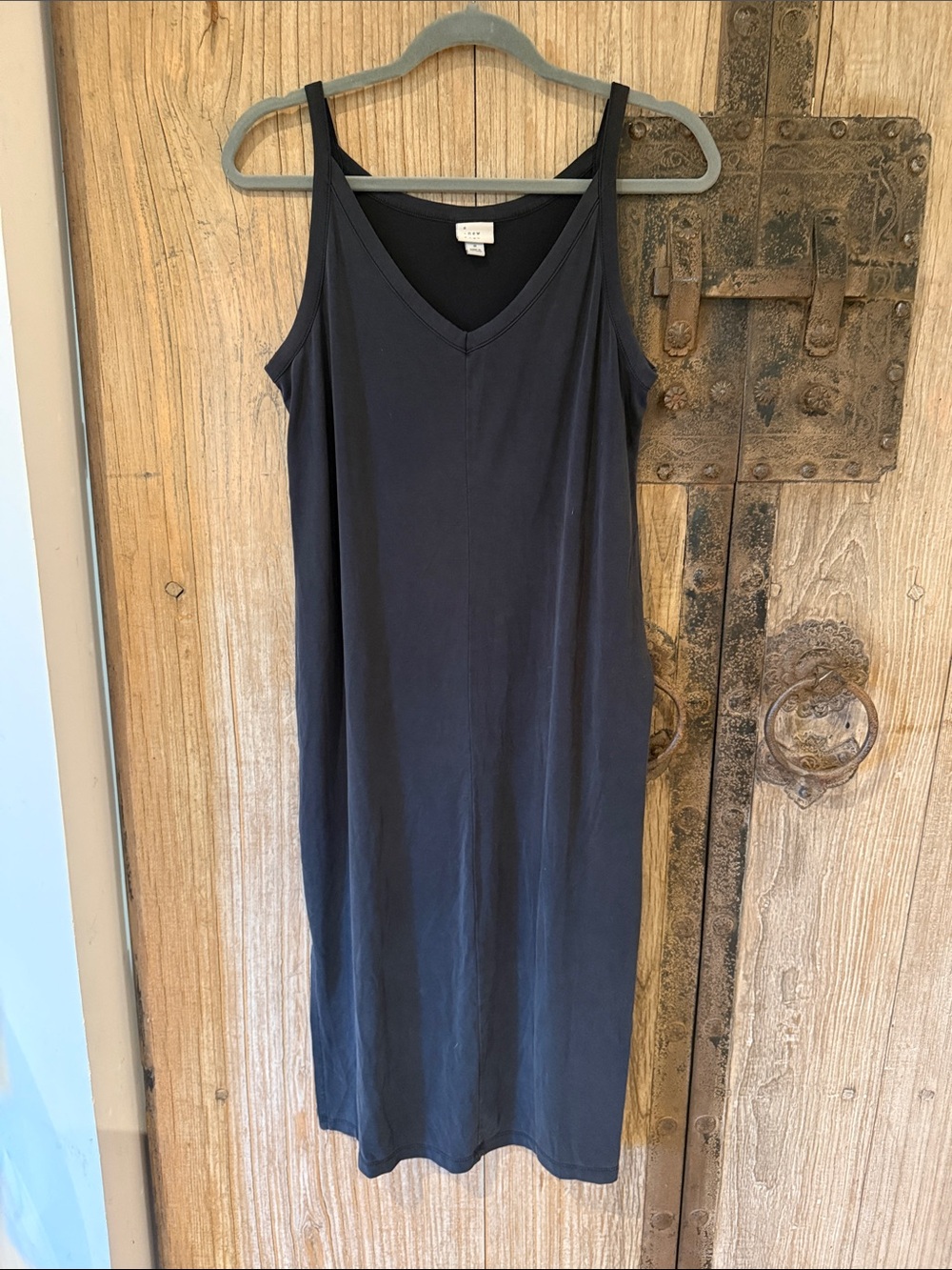 a new day Black V‑Neck Midi Knit Slip Dress